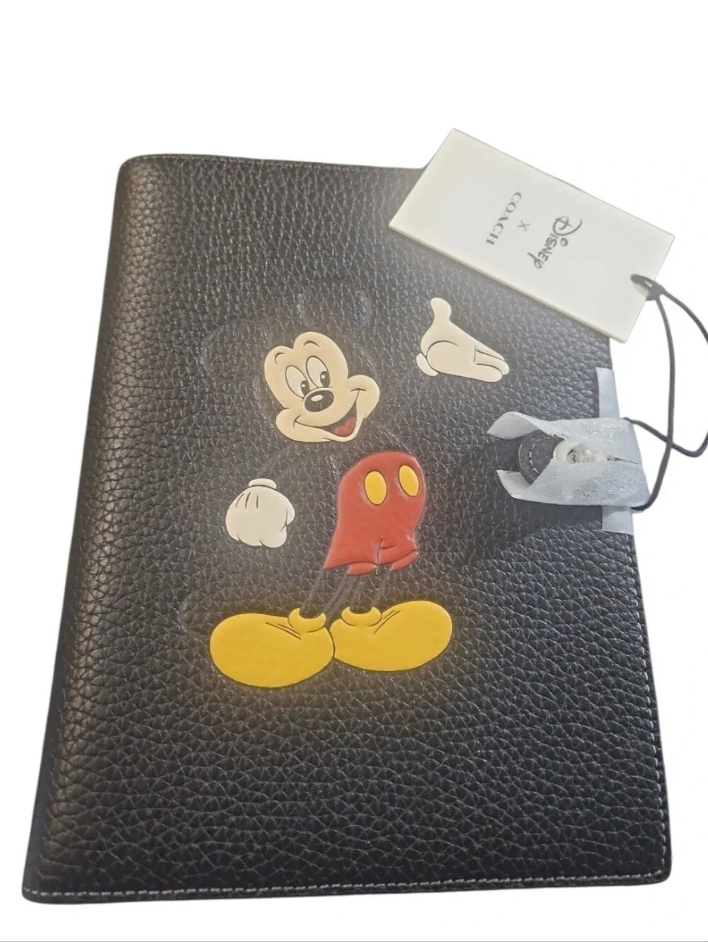 Coach X Disney Mickey Mouse Black Pebble Leather Notebook Journal Cover NWT